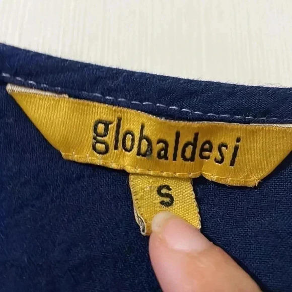 Global Desi Placement Print A-line Kurta with Bell Sleeves Size S - Picture 8 of 11